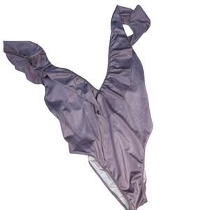 PINK Victoria’s Secret One-Piece Swimsuit – Metallic Lilac – Ruffle V-Neck –M